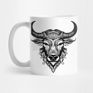 Black and white Taurus Bull Mug